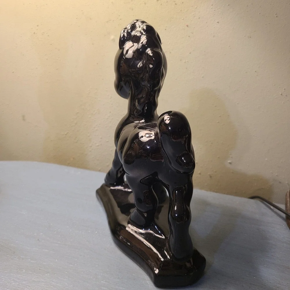 Vtg Black MCM Mid Century Modern Ceramic Pony Glossy Glaze Rempel Horse Figurine
